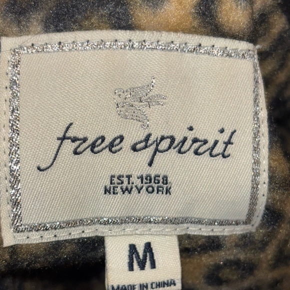 FREE SPIRIT Double-Breasted Leopard Print Fleece Jacket PTP 21, L 27 - Picture 3 of 3